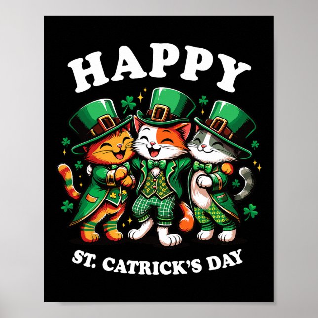Lycklig St Catricks Day St patricks day Cat Leprec Poster (Framsidan)