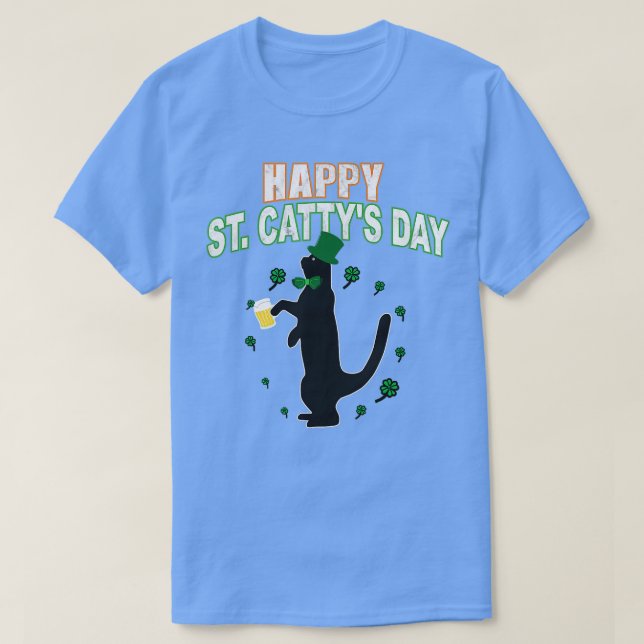 Lycklig St Cattys Day Irish Kitten Cat Saint patri T Shirt (Design framsida)