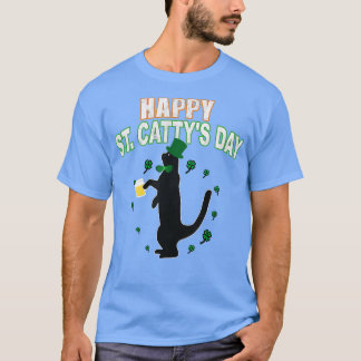 Lycklig St Cattys Day Irish Kitten Cat Saint patri T Shirt