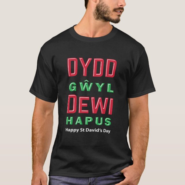 Lycklig St Davids dag Dydd Gŵyl Dewi Hapus 5 T Shirt (Framsida)