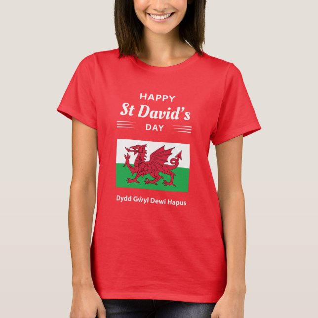 Lycklig St David's Day Dydd GEMEyl Dewi Hapus 2 T Shirt (Framsida)