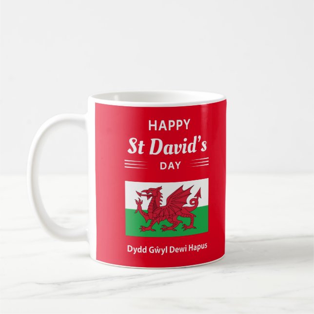 Lycklig St David's Day Dydd GEMEyl Dewi Hapus 2b Kaffemugg (Vänster)