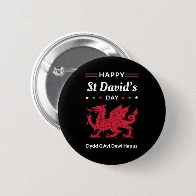 Lycklig St David's Day Dydd GEMEyl Dewi Hapus 3 Knapp (Framsida & baksida)