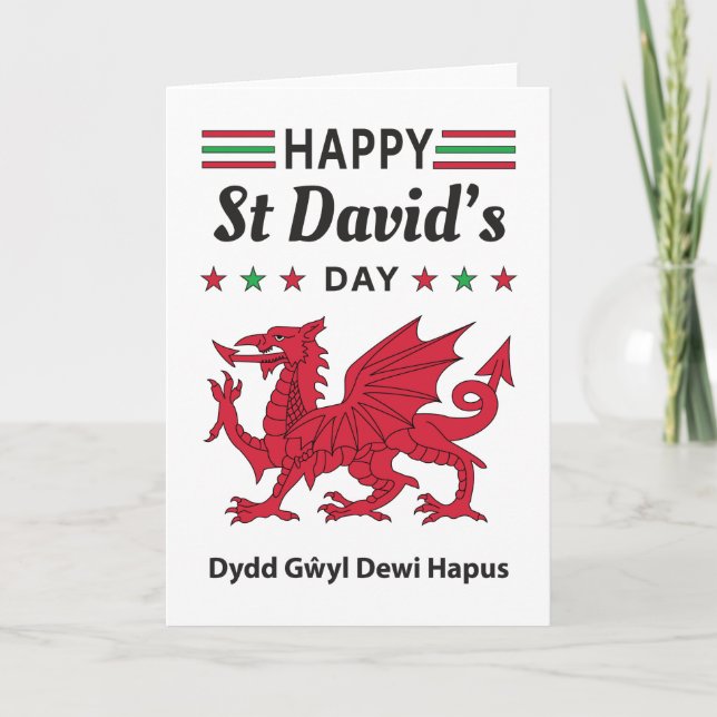 Lycklig St David's Day Dydd GEMEyl Dewi Hapus 5 Kort (Framsida)