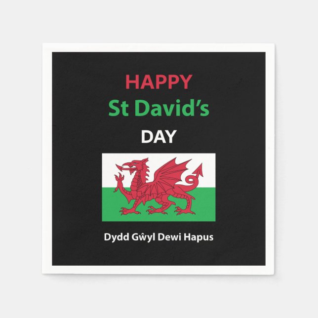 Lycklig St David's Day Dydd GEMEyl Dewi Hapus Pappersservett (Framsidan)