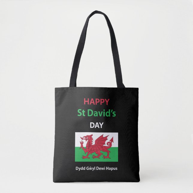 Lycklig St David's Day Dydd GEMEyl Dewi Hapus Tygkasse (Framsida)