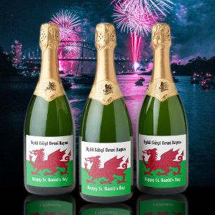 Lycklig St. David's Day Red Dragon Welsh Flagga