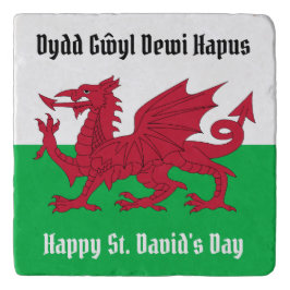 Lycklig St. David's Day Red Dragon Welsh Flagga