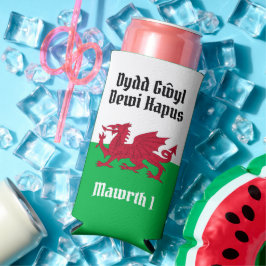 Lycklig St. David's Day Red Dragon Welsh Flagga