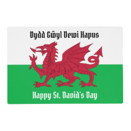 Lycklig St. David's Day Red Dragon Welsh Flagga