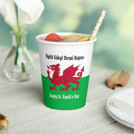 Lycklig St. David's Day Red Dragon Welsh Flagga