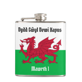Lycklig St. David's Day Red Dragon Welsh Flagga Fickplunta
