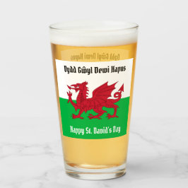 Lycklig St. David's Day Red Dragon Welsh Flagga Glaskopp