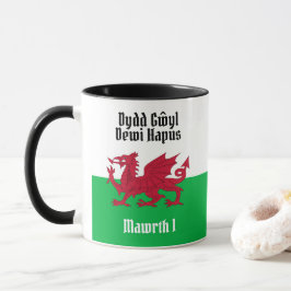 Lycklig St. David's Day Red Dragon Welsh Flagga Mugg