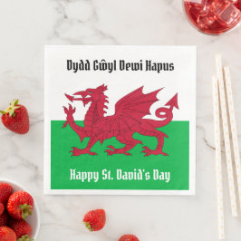 Lycklig St. David's Day Red Dragon Welsh Flagga Pappersservett