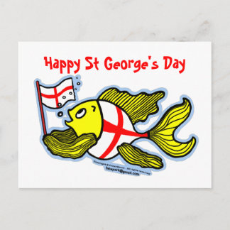 Lycklig St Georges Day roligt tecknad Engelska fla Vykort