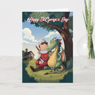 Lycklig St.George's Day Saint George och Dragon Kort