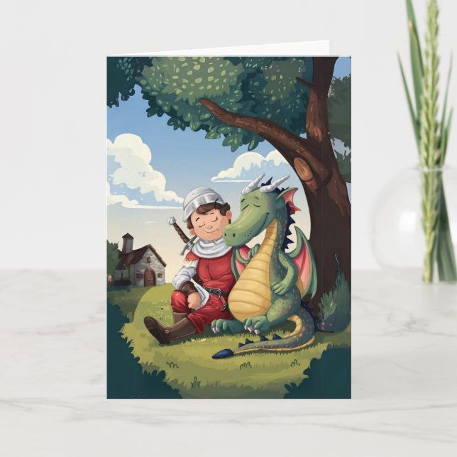 Lycklig St.George's Day Saint George och Dragon Kort (Framsida)