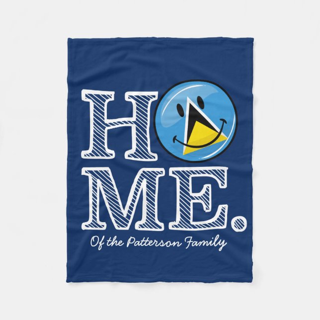 Lycklig St. Lucian Flagga House Warmer Fleecefilt (Framsidan)