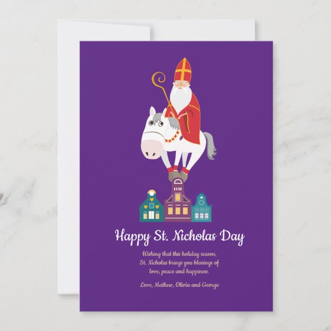 Lycklig St. Nicholas Day Hälsning Helgdag Card Julkort (Framsida)