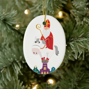 Lycklig St. Nicholas Day Hälsning Julgransprydnad Keramik