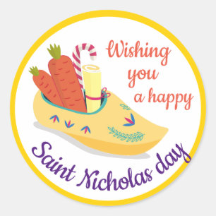 Lycklig St. Nicholas Day Hälsning, Sinterklaas kvä Runt Klistermärke