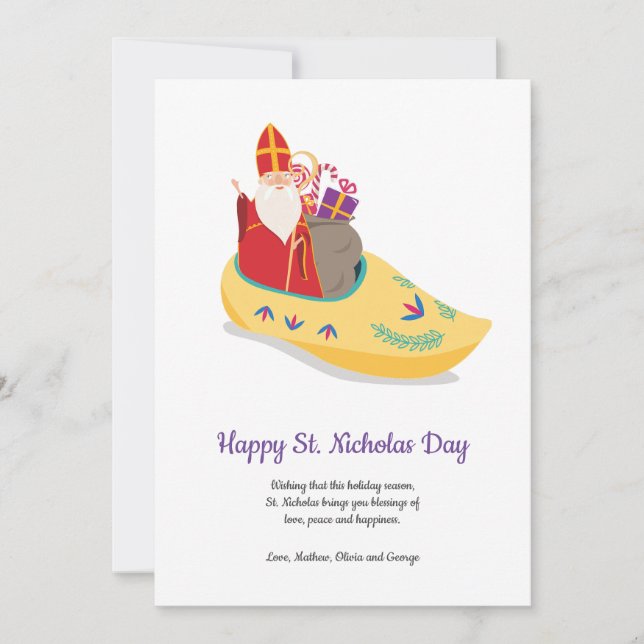 Lycklig St Nicholas Nicolas Klaas Klaus Hälsning Julkort (Framsida)