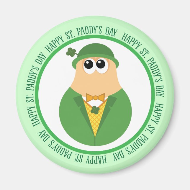 LYCKLIG ST. PADDY'S DAY LEPRECHAUN GIFT MAGNET (Framsidan)