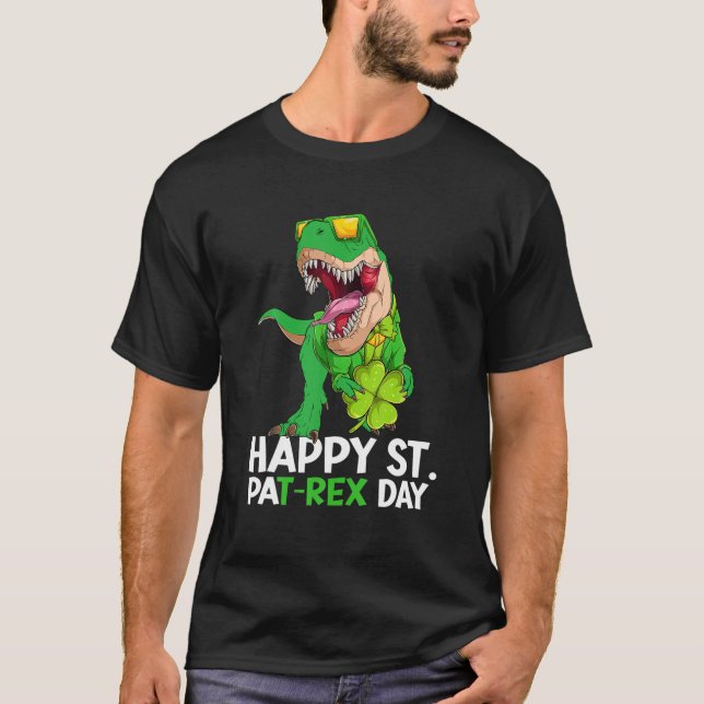 Lycklig St PARex Dinosaur Saint patrick's day för  T Shirt (Framsida)