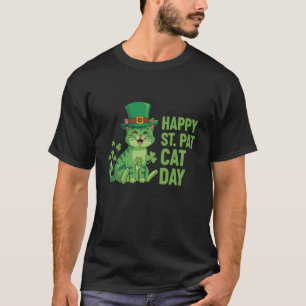 Lycklig St Pat Katt Dag Meow Irländsk Leprechaun K T Shirt