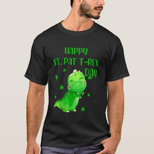 Lycklig St Pat Rex Day Dino Monster Lastbil Patric T Shirt (Framsida)