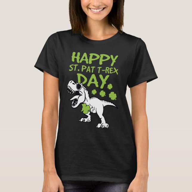 Lycklig St Pat Rex Day Dinosaur Irish St Patricks  T Shirt (Framsida)