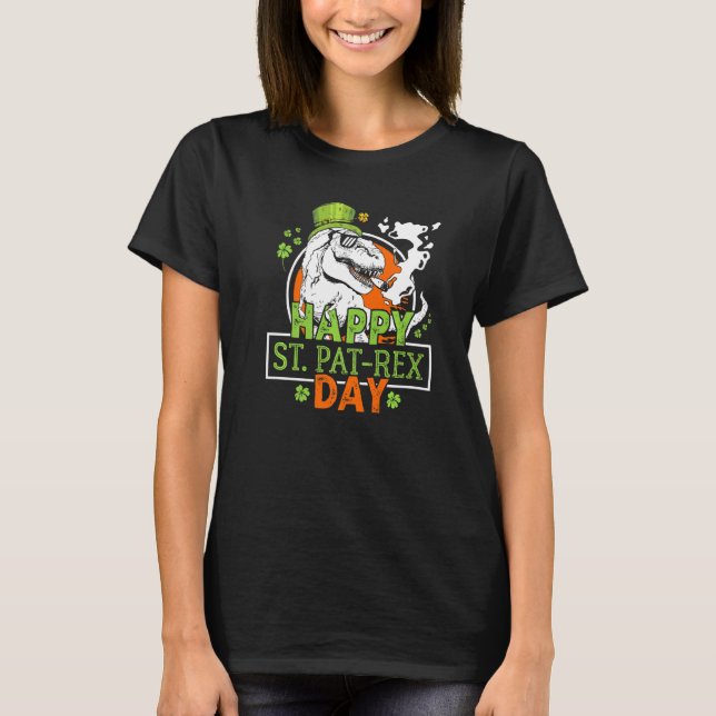 Lycklig St Pat Rex Day Dinosaur St Patrick Decorat T Shirt (Framsida)