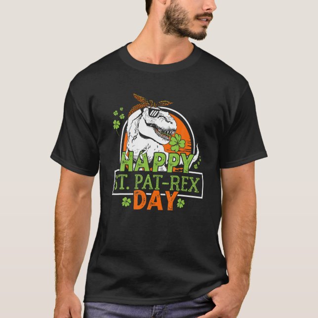 Lycklig St Pat-Rex Day Dinosaur St Patrick Dinosau T Shirt (Framsida)
