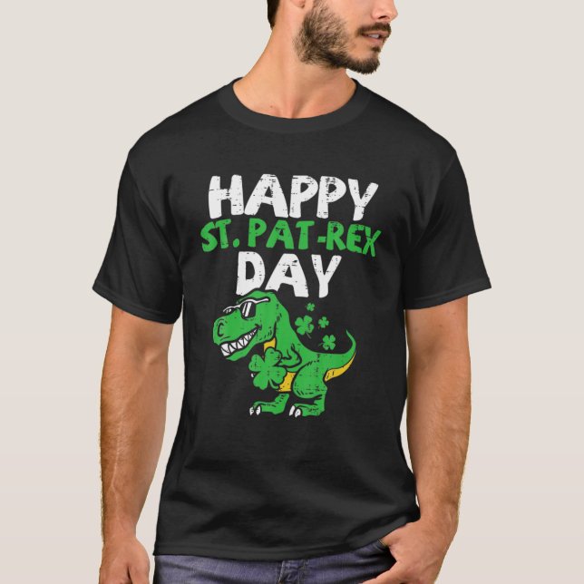 Lycklig St. Pat Rex Day Dinosaur St. Patrick's Day T Shirt (Framsida)