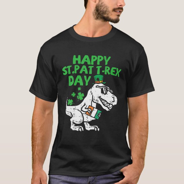 Lycklig St. Pat Rex Day Dinosaur St. Patrick's Day T Shirt (Framsida)