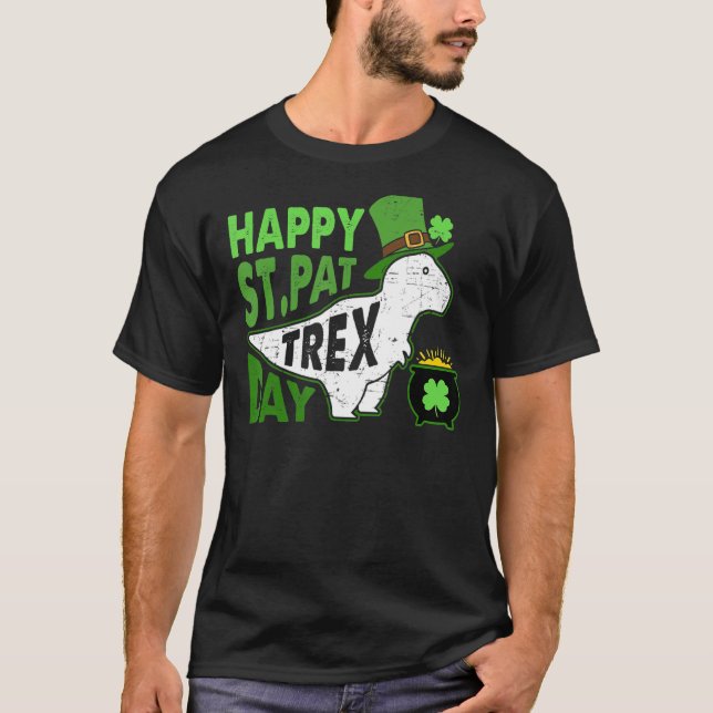 Lycklig St Pat Rex Day Dinosaur St patrick's day T Shirt (Framsida)