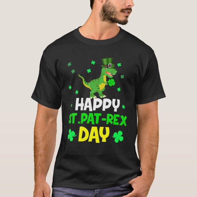 Lycklig St. Pat Rex Day Dinosaur St. Patrick's Day T Shirt (Framsida)