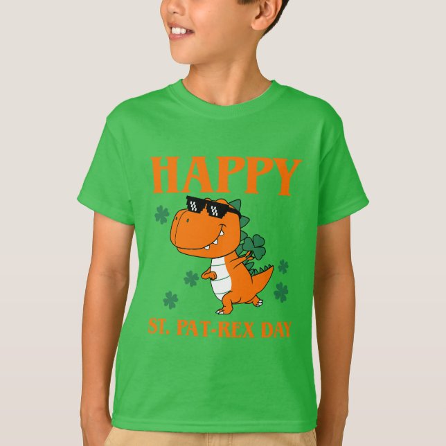 Lycklig St. Pat-Rex Day Funny Cute Dinosaur Irish T Shirt (Framsida)