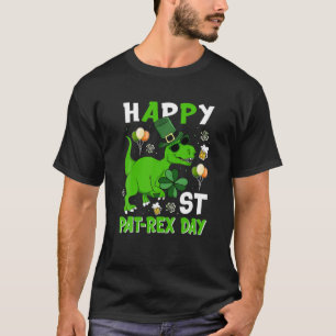 Lycklig St Pat Rex Day Leprechaun Dinosaur Irish P T Shirt