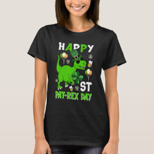 Lycklig St Pat Rex Day Leprechaun Dinosaur Irish P T Shirt