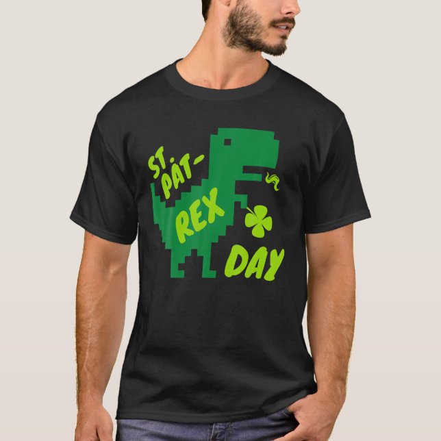 Lycklig St Pat-Rex Day, Pat-Rex Dinosaur, St Patri T Shirt (Framsida)