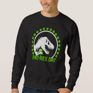 Lycklig St Pat Rex Day St Patrick Patrex Dinosaur Lång Ärmad Tröja