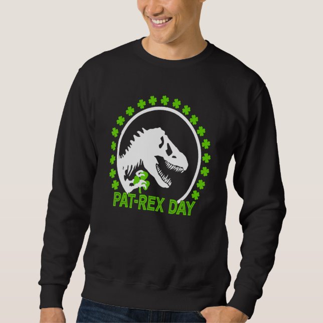Lycklig St Pat Rex Day St Patrick Patrex Dinosaur Lång Ärmad Tröja (Framsida)