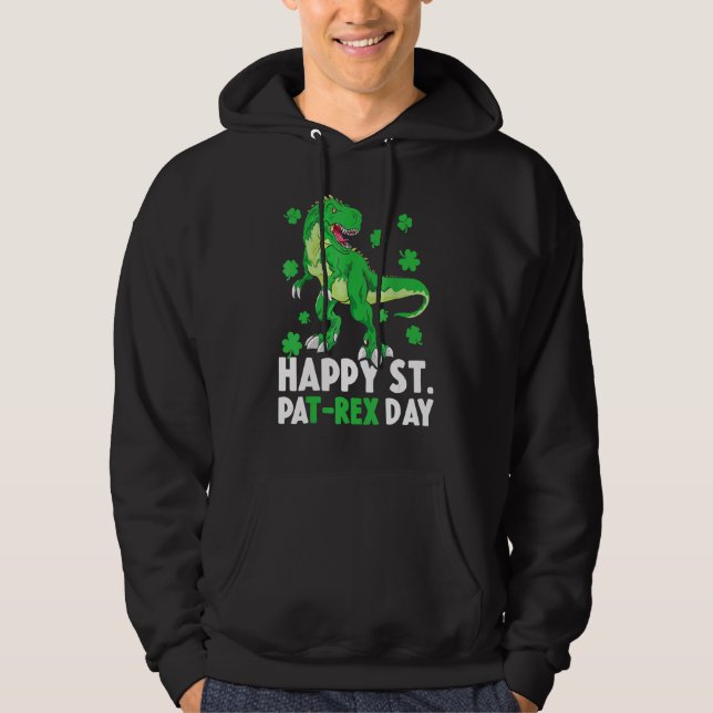 Lycklig St Pat Rex Dinosaur Saint patrick S dag fö Hoodie (Framsida)