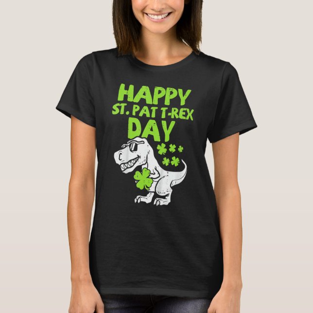 Lycklig St Pat Rex Dinosaur Saint patrick S dag fö T Shirt (Framsida)