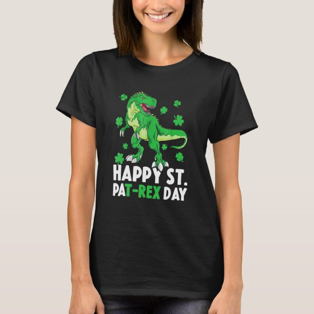 Lycklig St Pat Rex Dinosaur Saint patrick S dag fö T Shirt (Framsida)