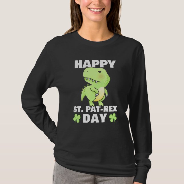 Lycklig St Pat Rex Dinosaur Saint patrick's day fö T Shirt (Framsida)