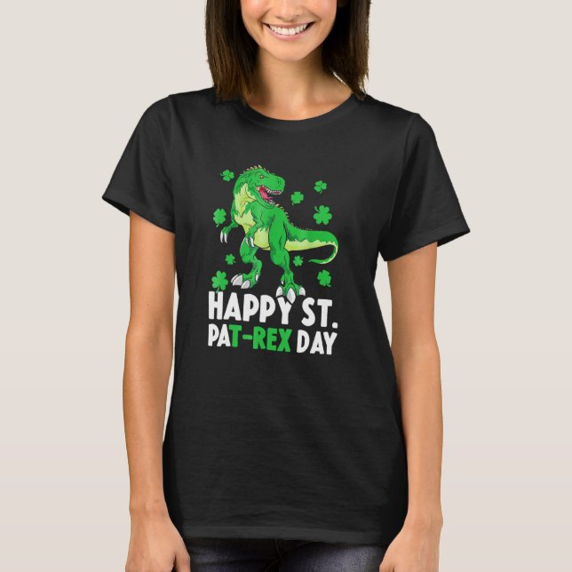 Lycklig St PaT Rex Dinosaur Saint patrick's day fö T Shirt (Framsida)