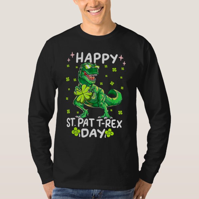 Lycklig St Pat Rex Dinosaur Saint patrick's day fö T Shirt (Framsida)